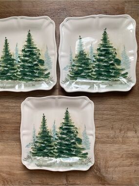 Maxcera Christmas Tree Plates Set of 3 Hand Painted